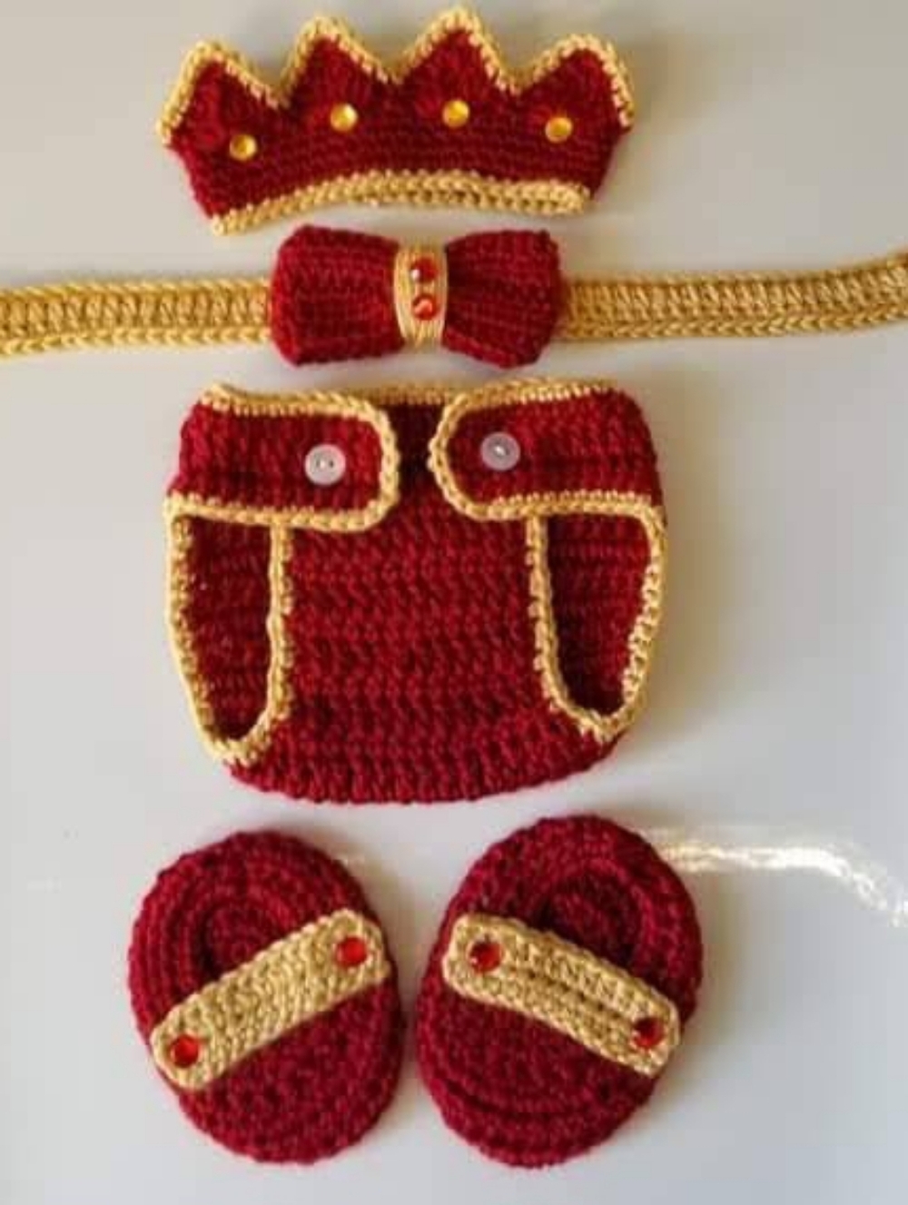 Crochet Baby Boy Prince Diaper Cover Outfit Photo Prop